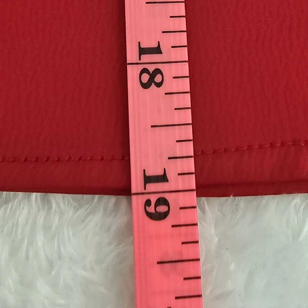 WAYF Red  Long Sleeved Feather-Trim Cropped Satin V-Neck Top Womens Size Small - Picture 11 of 11